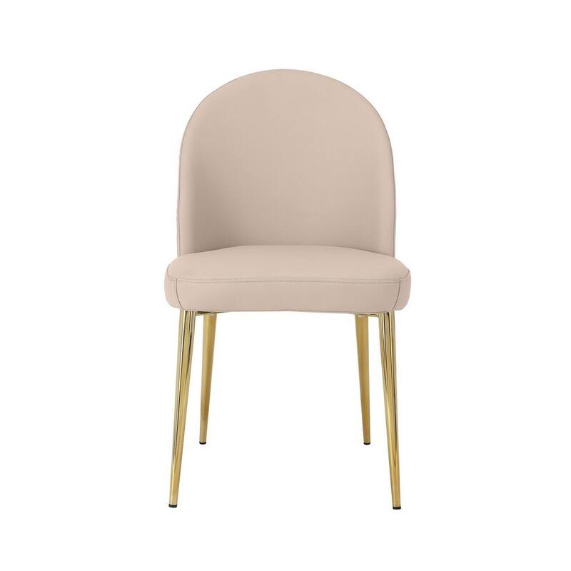 Gold/Sand Beige Faux Leather Upholstered Metal Frame Dining Chair, Set of 2, Sturdy Dining Chair for Dining Rooms - 17.5
