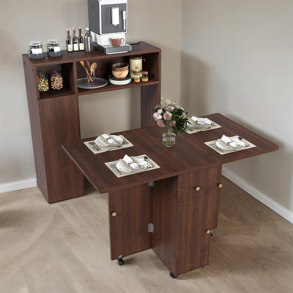 Multi-Functional Extendable Dining Table with Storage, 3-Mode Foldable