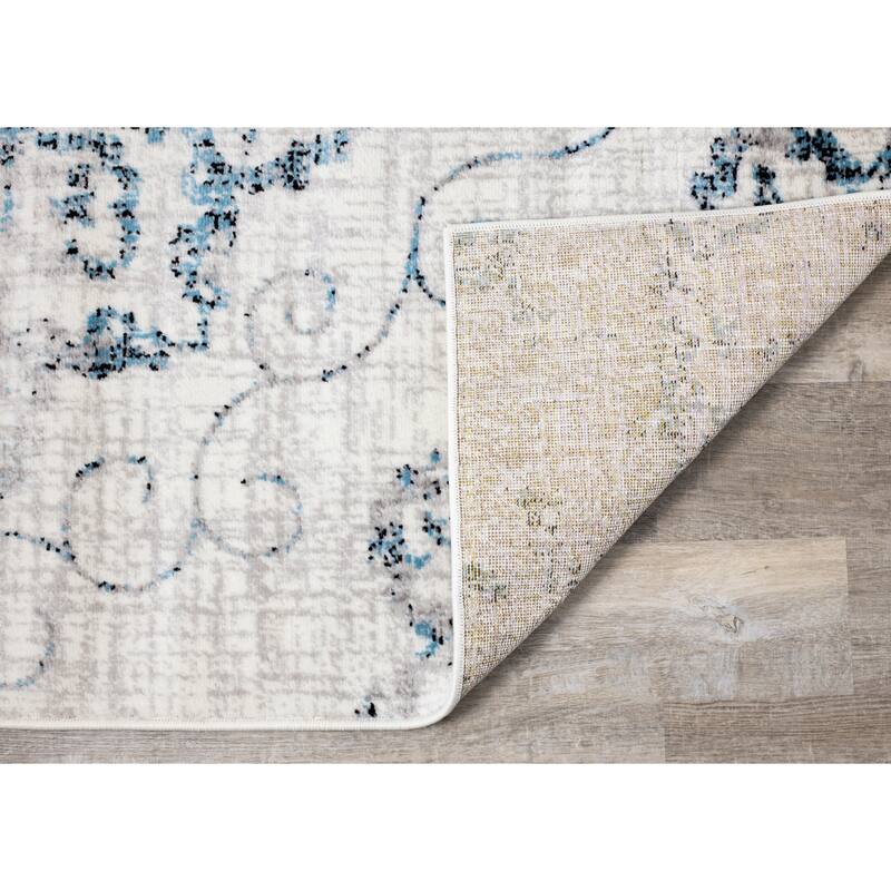 Madrid Collection - Distressed Flower Medallion Rug