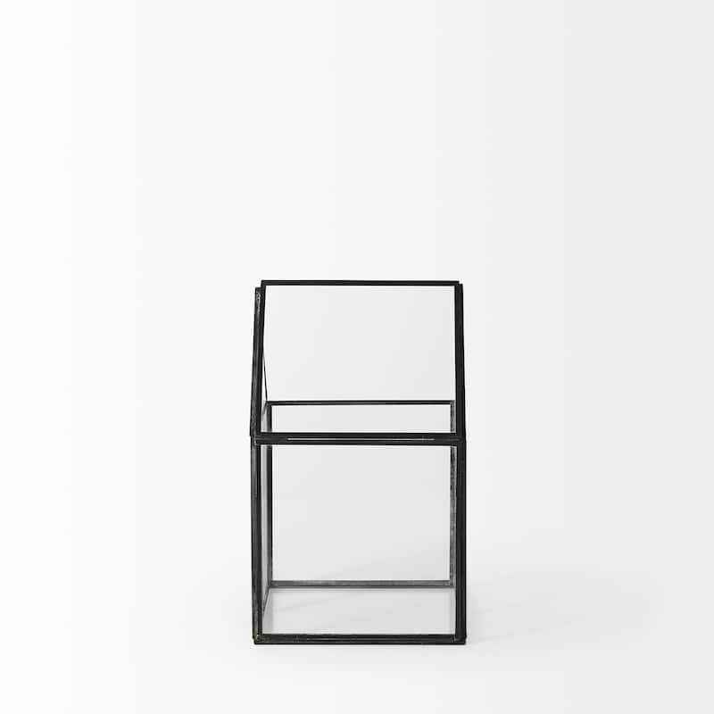 HomeRoots Clear Glass and Metal Terrarium Box