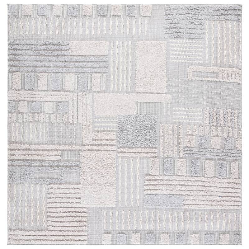 SAFAVIEH Trends Wilda Geometric Rug - 6'7" Square - Ivory/Grey