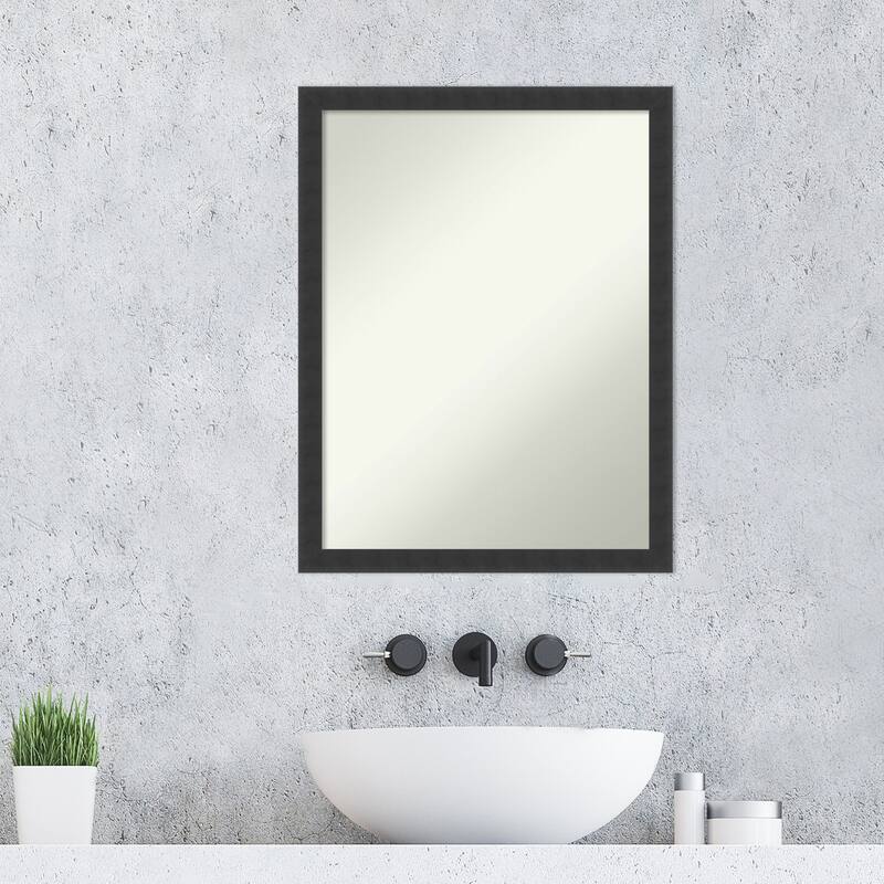 Non-Beveled Wood Bathroom Wall Mirror - Mezzanotte Frame - Mezzanotte Black