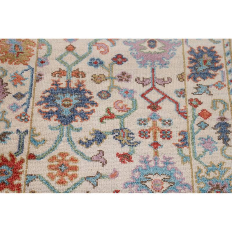 Ivory Floral Oushak Oriental Accent Rug Handmade Wool Carpet - 3'1"x 4'10"