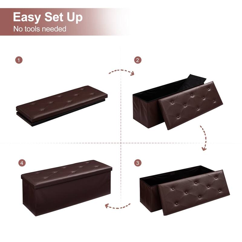 VECELO Leather Storage Ottoman Bench Foot Rest Stool/Seat(Set of 2), 12-inch/15-inch/30-inch/43-inch