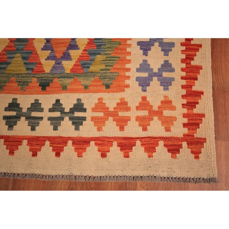 Kilim Oriental Area Rug Living Room Flatweave Wool Carpet - 8'2" x 9'8"