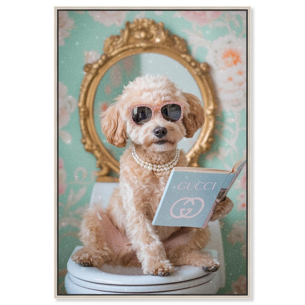 Goldendoodle Toilet Time Canvas by Art Remedy