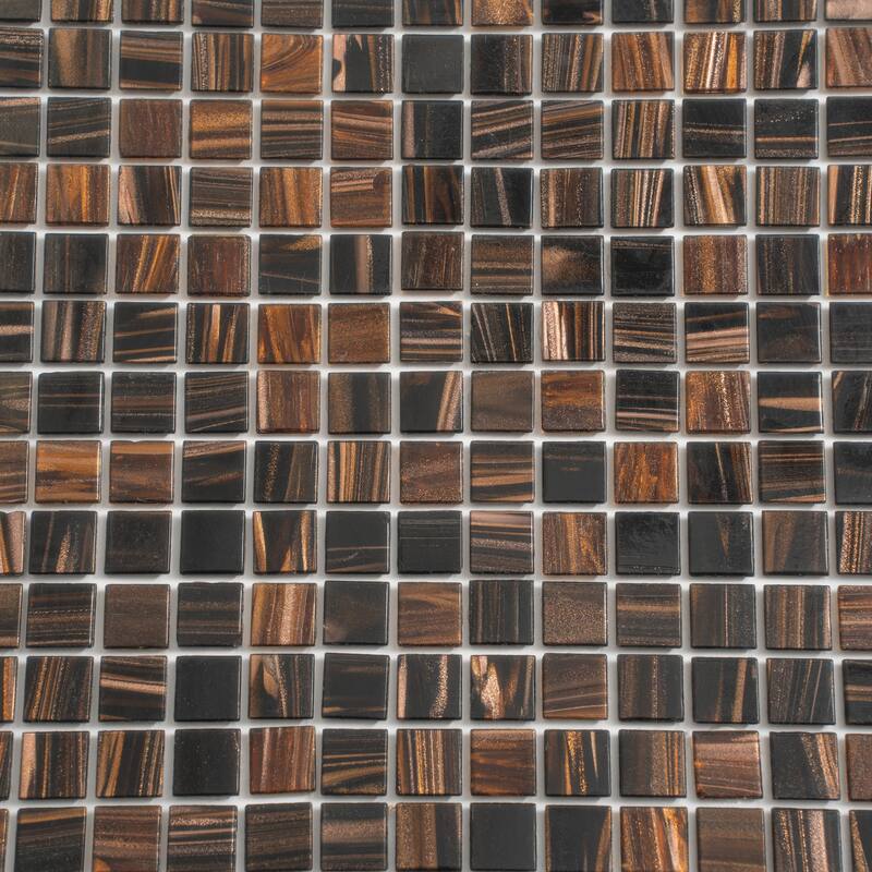 Apollo tile 12" x 12" Mingles Glossy Dark Brown Glass Tile (20 sq ft/case) - 20 Pack