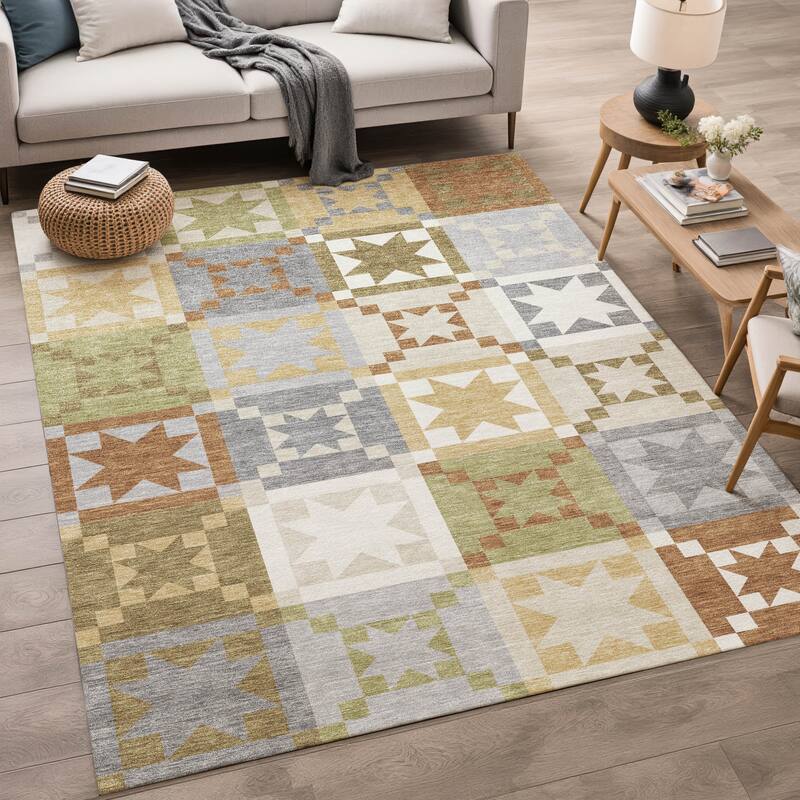 Machine Washable Indoor/ Outdoor Modern Newton Chantille Rug