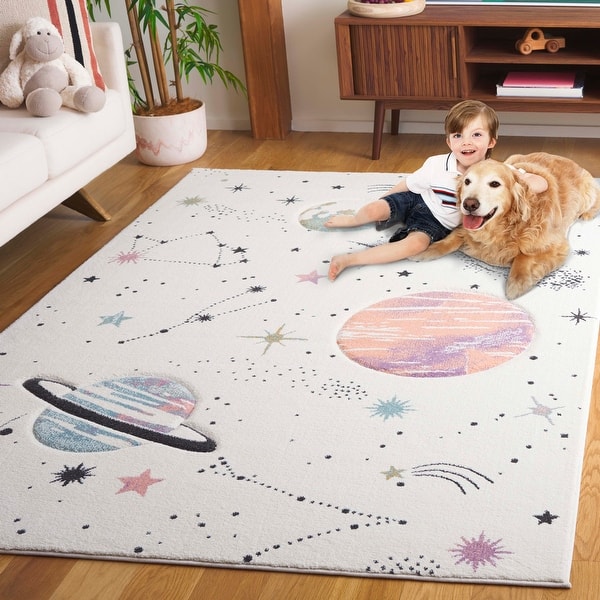 slide 2 of 9, SAFAVIEH Carousel Kids Kyle Solar System Rug 2' x 3' - Ivory/Orange - Rectangle
