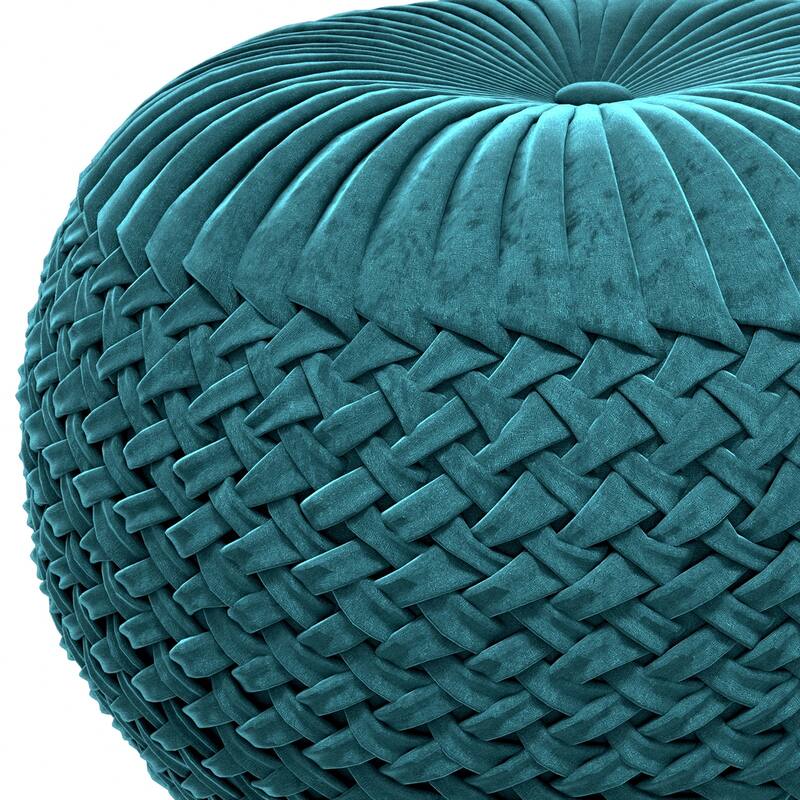 WYNDENHALL Faye Round Pouf in Velvet Fabric