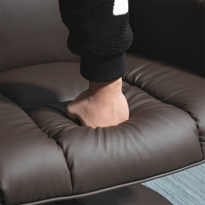 Recliner and Ottoman w/Wrapped Base,Swivel PU Leather Reclining Chair