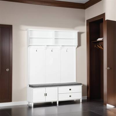 Hall Tree w/Storage Bench,Entryway Bench w/Coat Rack,Accent Coat Tree