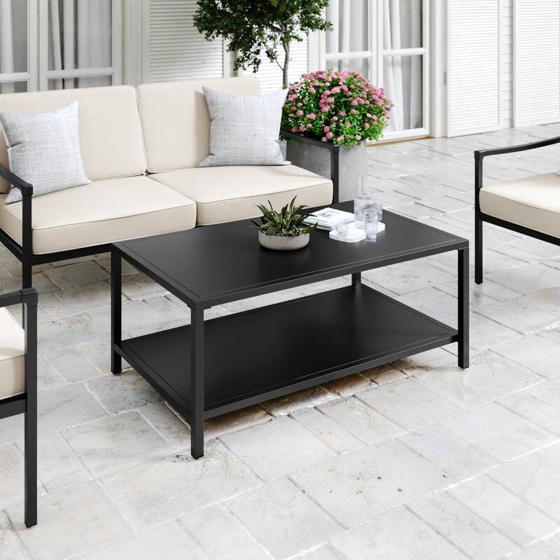 Martha Stewart All-Weather Steel Patio Outdoor Coffee Table - 26"W x 43.25"D x 18"H