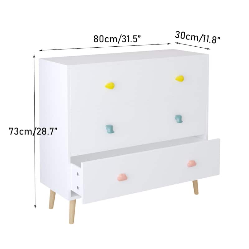 Anmytek Kids 3 Drawer Chest with Pastel Drawers Cartoon Handles Nursery and Playroom Storage