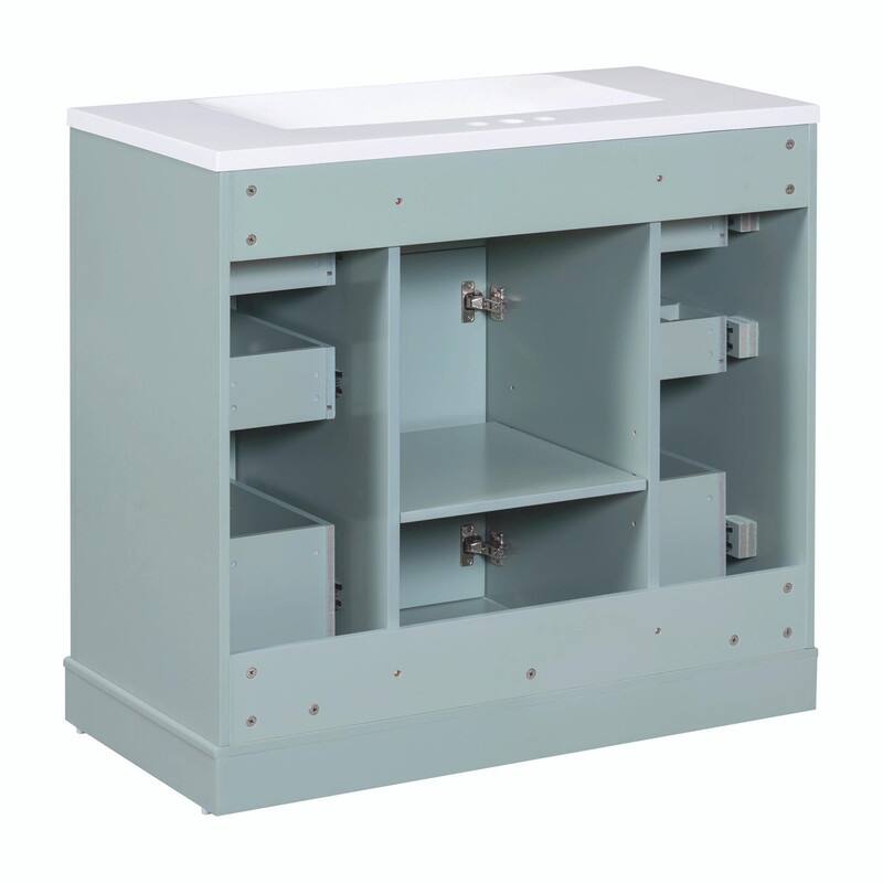 36" Bathroom Vanity with Sink Combo: Cabinet, Six Drawers