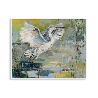 Stupell Radiant Crane at Pond Wall Plaque Art Design By Dusza