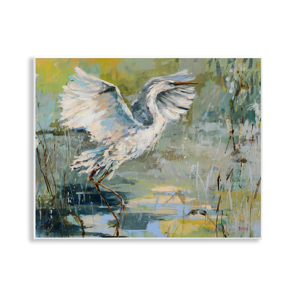 Stupell Radiant Crane at Pond Wall Plaque Art Design By Dusza