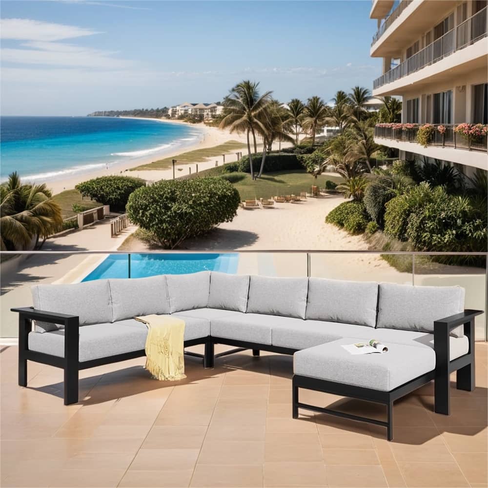 U-shaped Outdoor Modular Sofa Set with Metal Frame