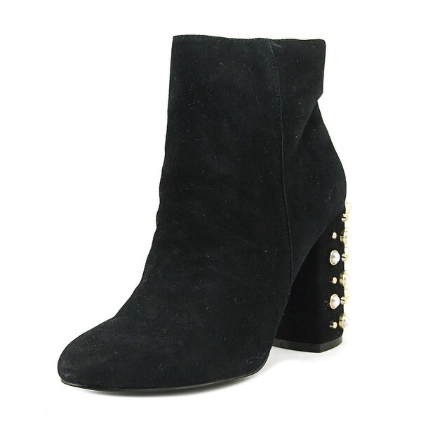 Round Toe Suede Black Ankle Boot 
