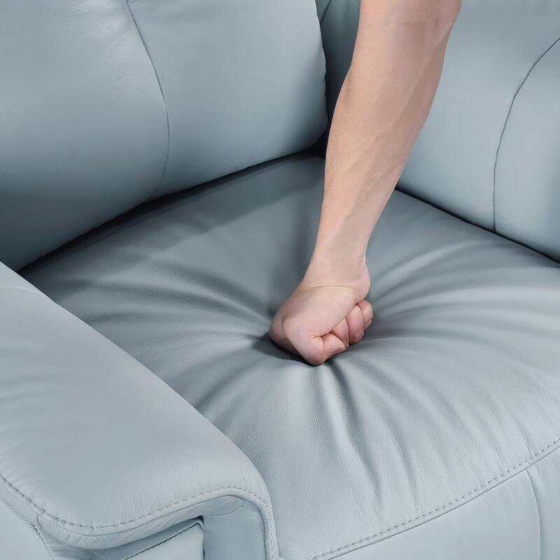 Silver Color Leather Upholstered Reclining Chair