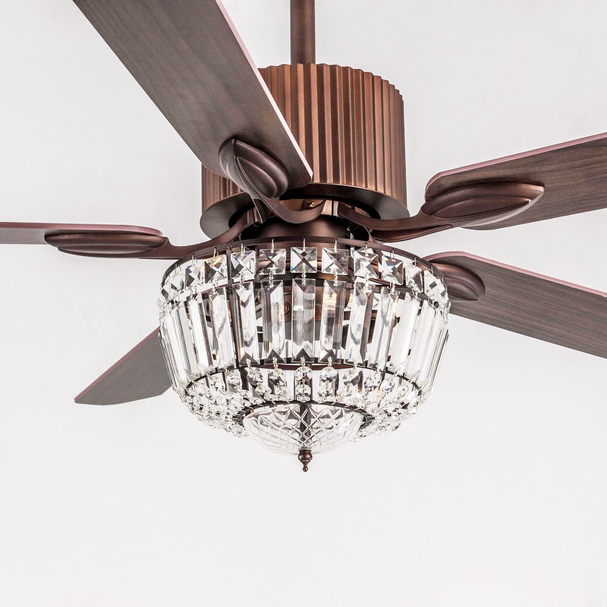 Wolland 52 Inch Modern Led Crystal Ceiling Fan Light Fixture With 5 Wooden Blades For Living Room Bedroom Chandelierurant Patio Hallway Ceiling Fan 52inch Silver Tools Home Improvement Lighting Ceiling Fans