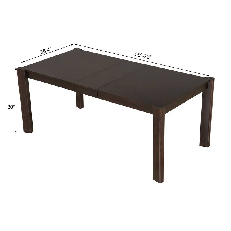 Farmhouse 4-Piece Dining Table Set for 3-4, Extendable Wood Table with 2 Rattan Chairs & 1 Bench for Dining Room, Kitchen