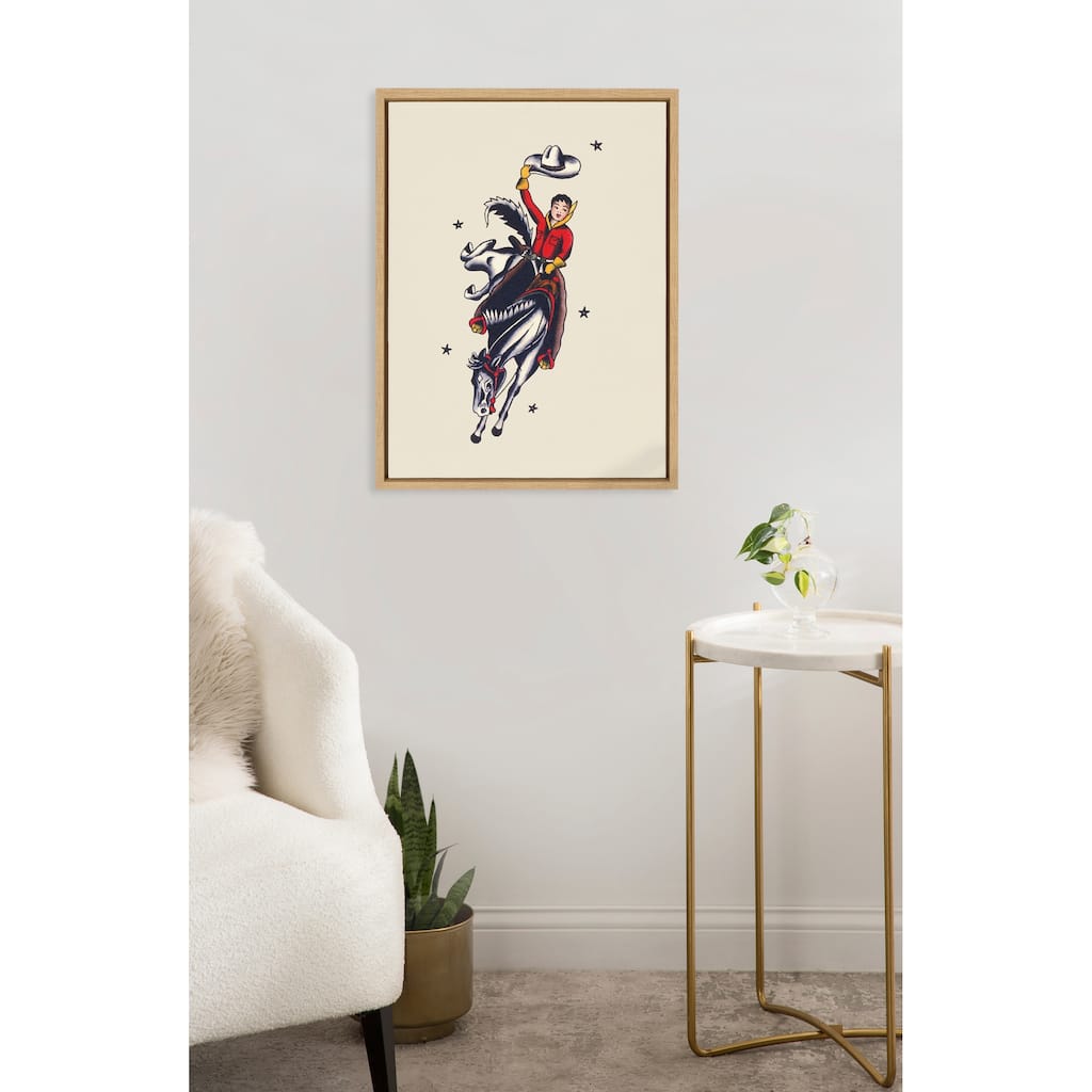 Kate and Laurel Sylvie Vintage Cowgirl Framed Canvas by Corinna Buchholz of Piddix