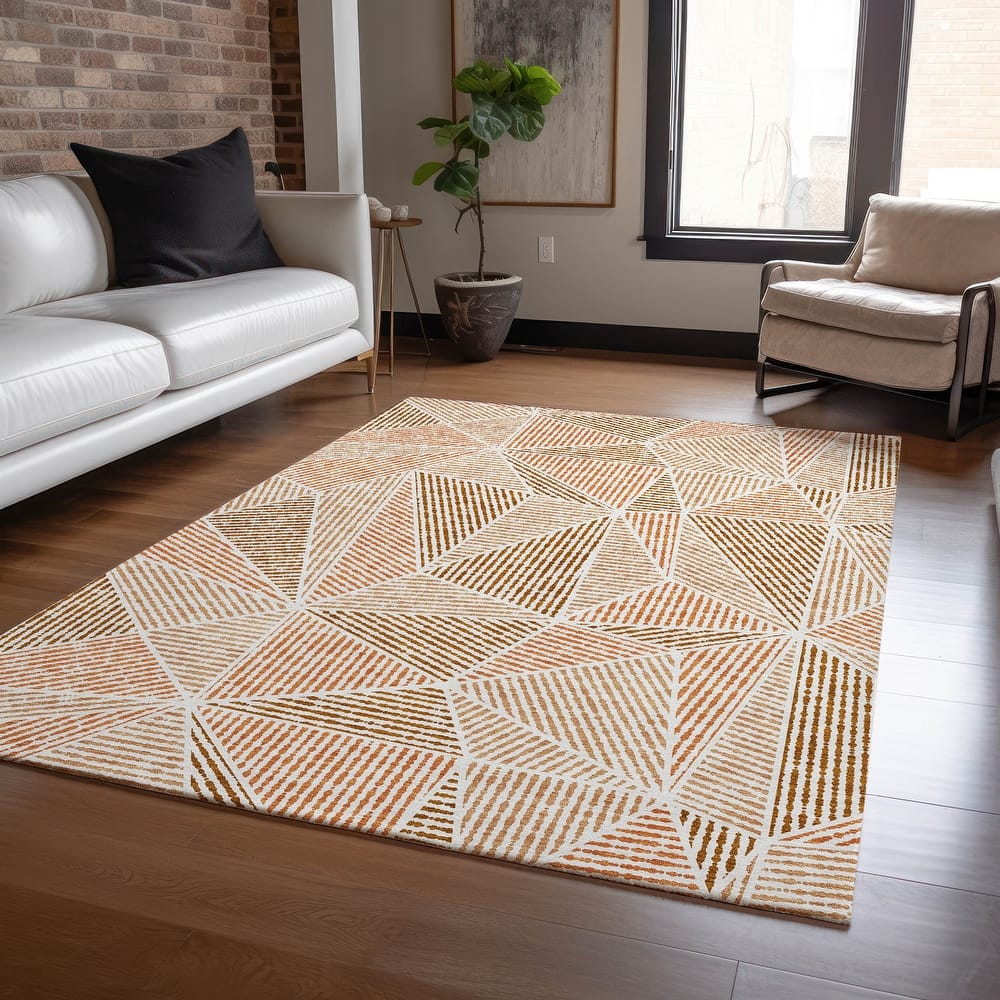 Machine Washable Indoor/ Outdoor Chantille Mosaic Geometric Rug