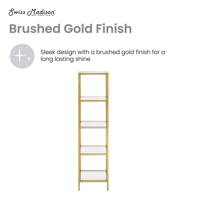 Pierre 16"X65"X14" Freestanding Linen Cabinet In Brushed Gold