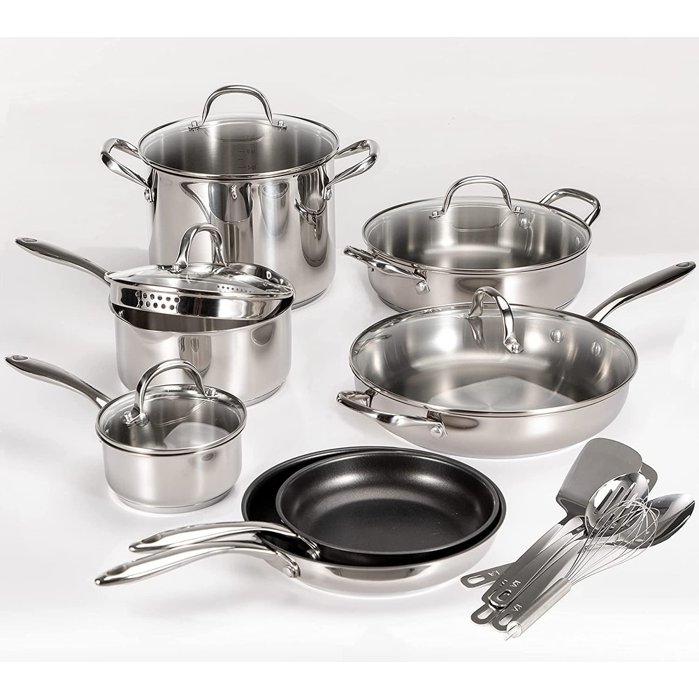 Mueller Pots and Pans Set 11-Piece, Ultra-Clad Pro Stainless Steel Cookware  Set, Ergonomic and EverCool Stainless Steel Handle, Includes Saucepans