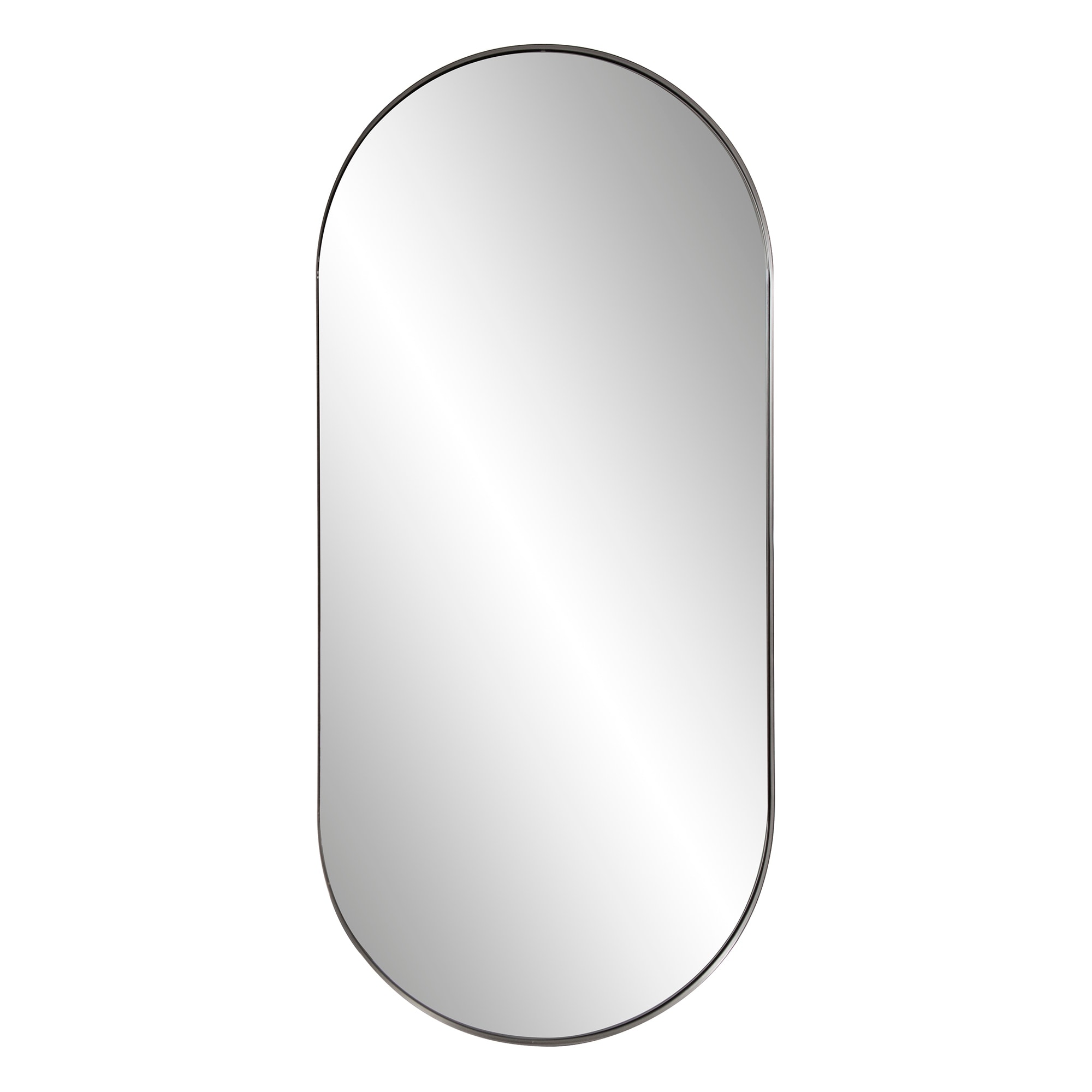 Allan Andrews Stainless Steel Framed Capsule Wall Mirror - 40"H x 17.75"W