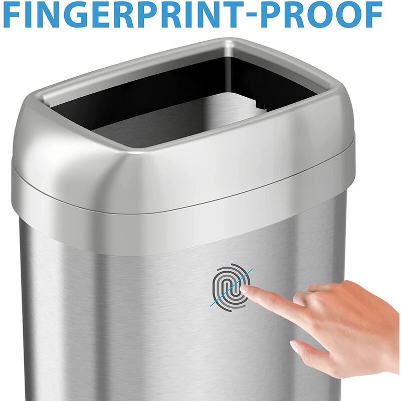 iTouchless 13 Gal Stainless Steel Oval Open Top Trash Can with Filters