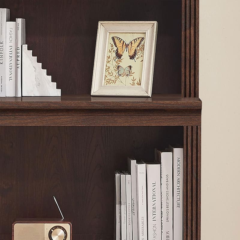 VAUXHILL & CO. Halston Multi-Depth Bookcase, Adjustable Shelving Unit, Cherry - 72.75
