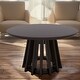 preview thumbnail 6 of 9, Black 31" Round Coffee Table Modern Mid-Century Wood Slatted Base - 19x20