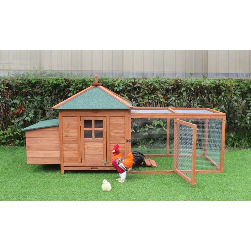 Hanover Outdoor Wooden Chicken Coop 6.4 Ft. x 2.4 Ft. x 3.2 Ft.