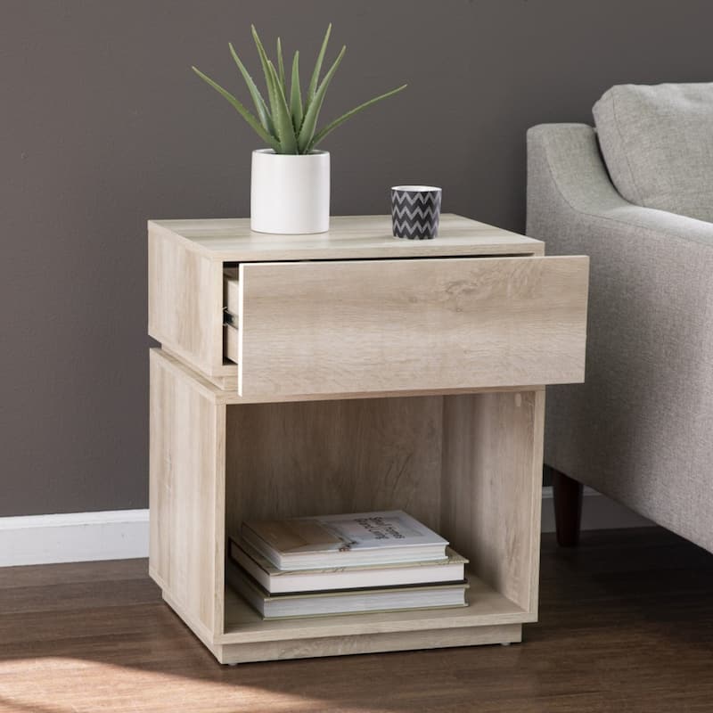 24" Brown Manufactured Wood Rectangular End Table With Drawer With Shelf - 16” x 20” x 24”