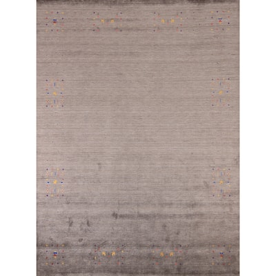 Earth Tone Tribal Gabbeh Indian Area Rug Silk Carpet - 8'0" X 9'10"
