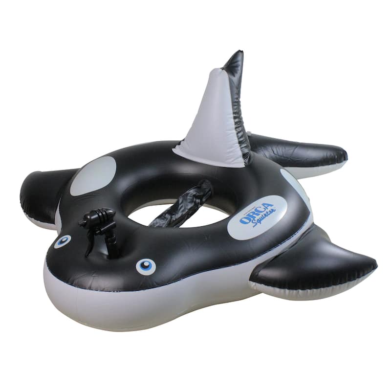 10" Inflatable Black and White Orca Whale Squirter Swimming Pool Float - 60"