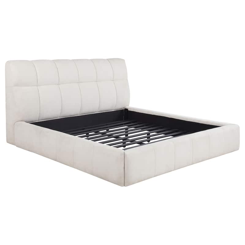 Nollet 48-inch Upholstered Platform Bed - Cream - California King