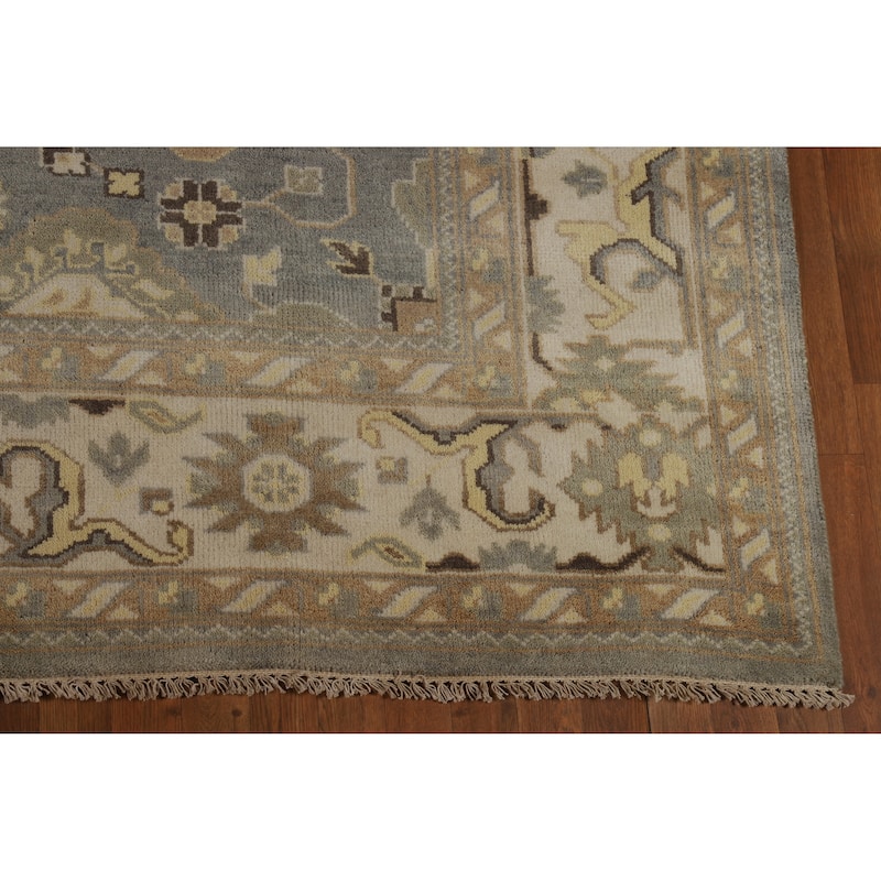 All-Over Oushak Indian Area Rug Hand-Knotted Wool Carpet - 8'1" x 9'11"