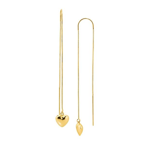 Welry Drop Heart Threader Earrings In 10k Yellow Gold Overstock 19892726