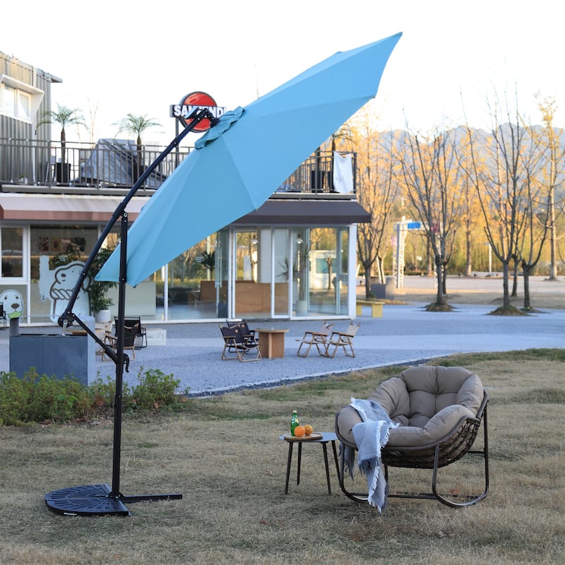 10ft Solar LED Offset Hanging Market Patio Umbrella