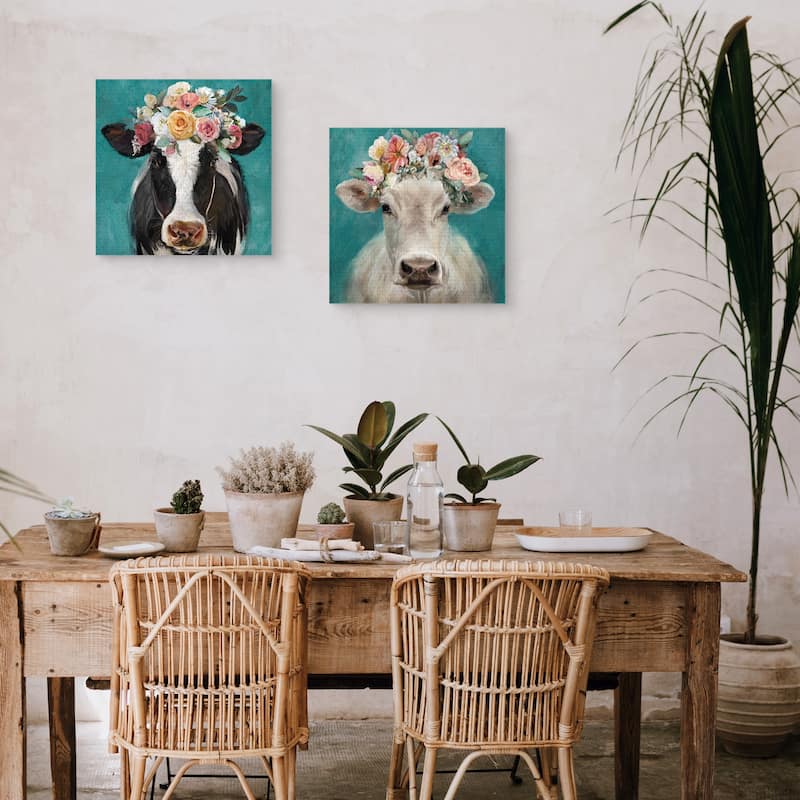 Fancy Cows I, II by Studio Arts Canvas Art Prints
