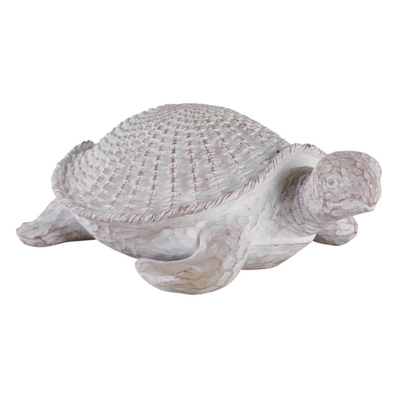 Resin Coastal Style Sea Turtle Sculpture with Woven Shell Texture