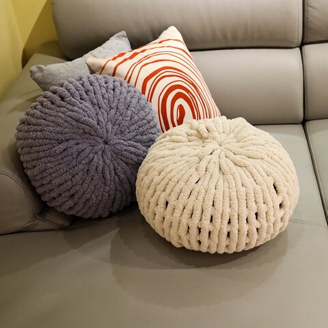 1pc Home Decorative Chenille Chunky Knit Pillow Cushion for Sofa orBed