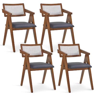 2/4 PCS Wood Dining Chairs Upholstered Kitchen Chairs Accent Armchairs - 4 PCS