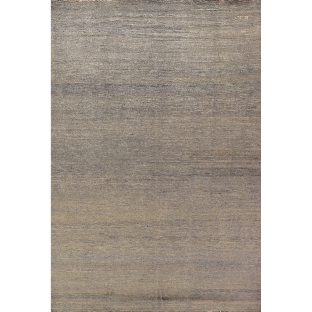Grays & Beige Modern Gabbeh Area Rug Handmade Wool Carpet - 6'9" x 9'8"