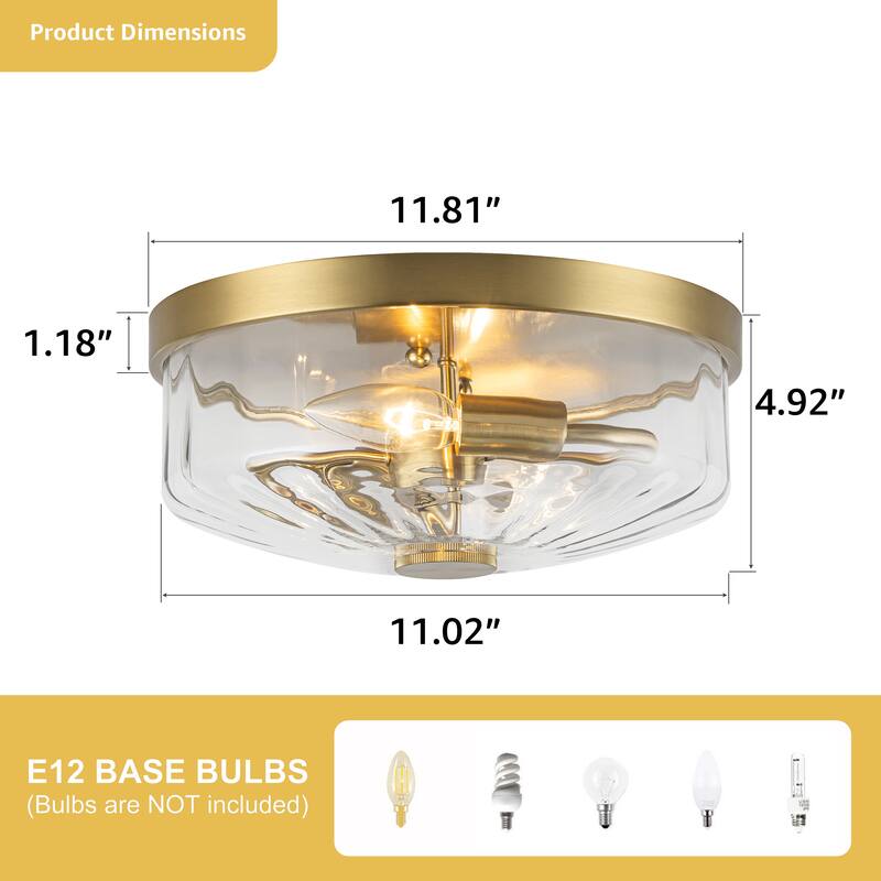 Starsky 2-Light Textured Glass Drum Flush Mount