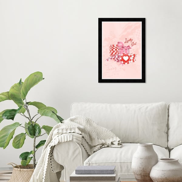 slide 2 of 10, Wynwood Studio Prints Entertainment Hobbies Lucky Girl Red Wall Art Black