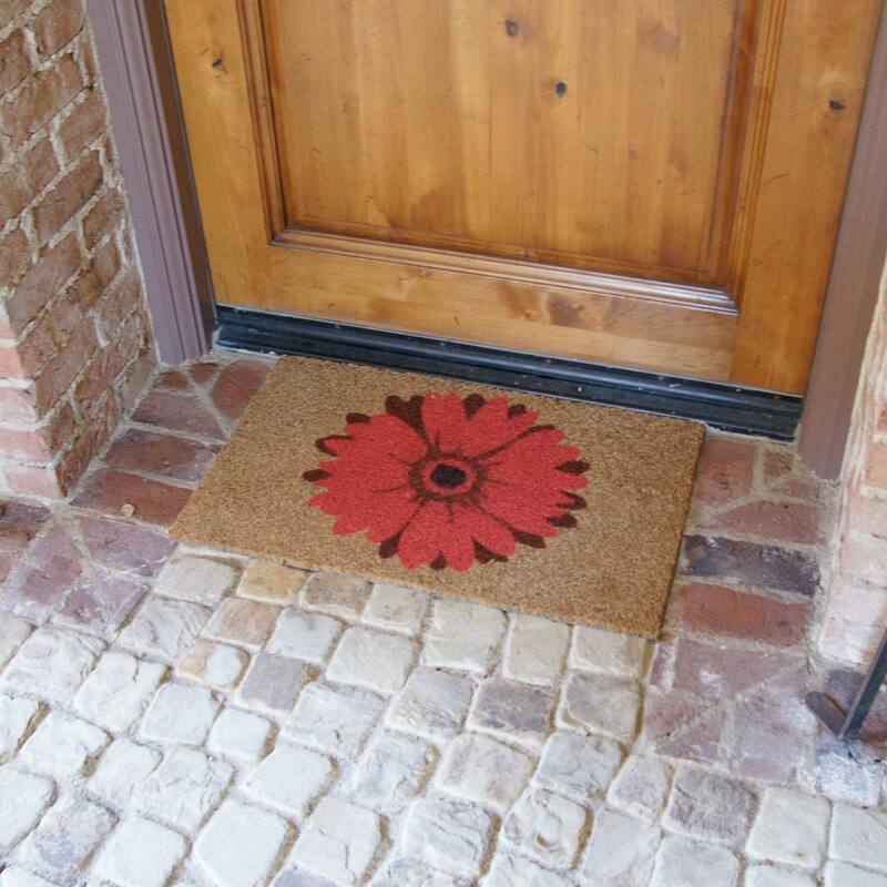 Rubber-Cal "Red Daisy" Flower Door Mat, 18 x 30"